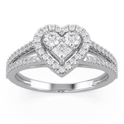 0.5 Ctw Lab Grown Diamond Split Shank Heart Promise Ring