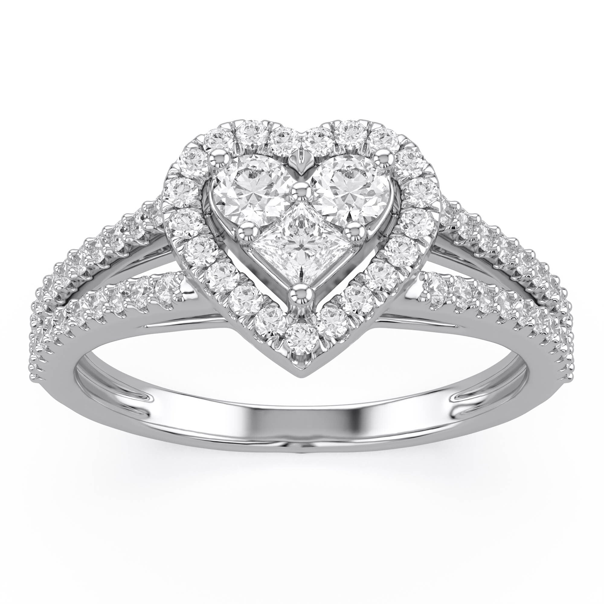 0.5 Ctw Lab Grown Diamond Split Shank Heart Promise Ring