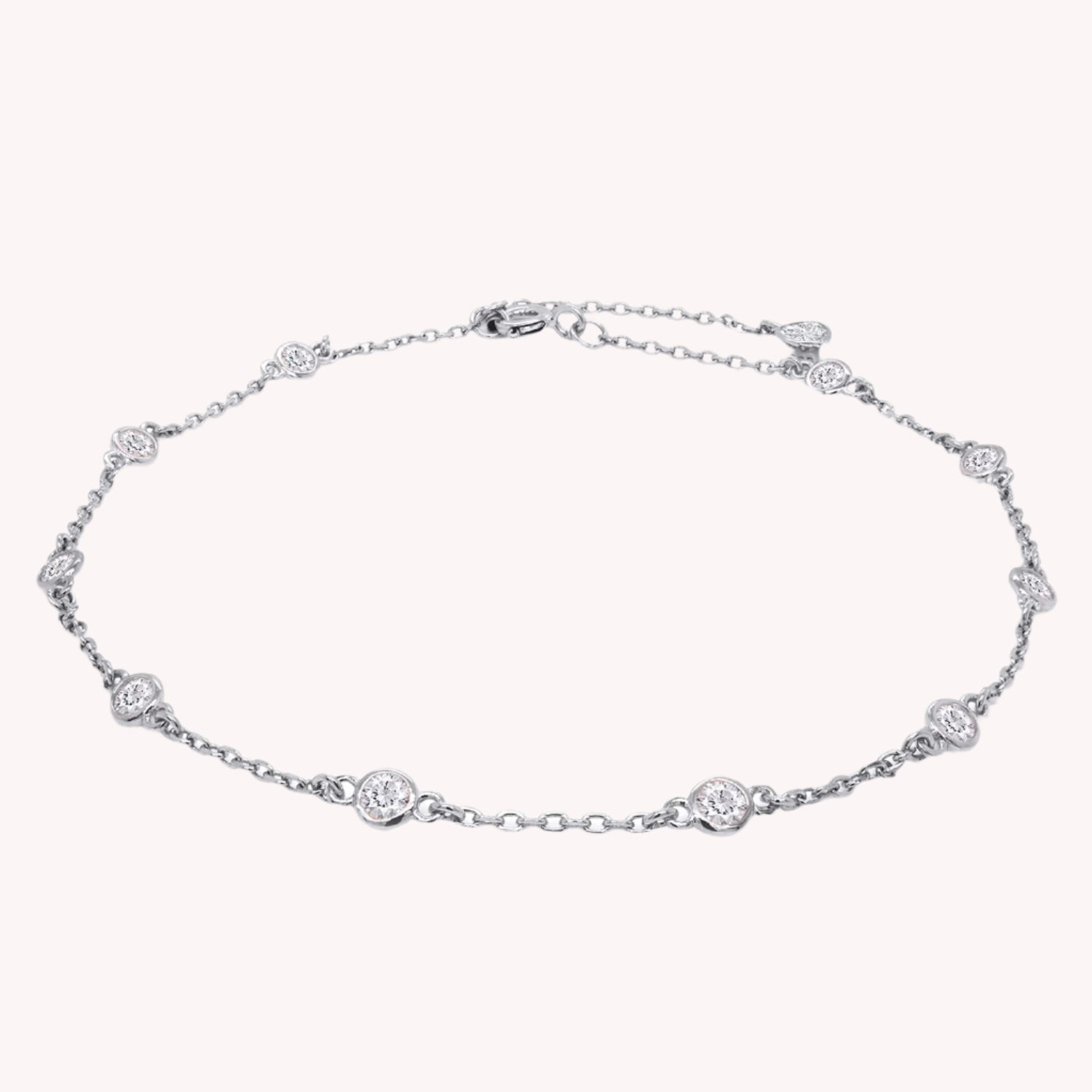 Station Anklet Lab Created Moissanite