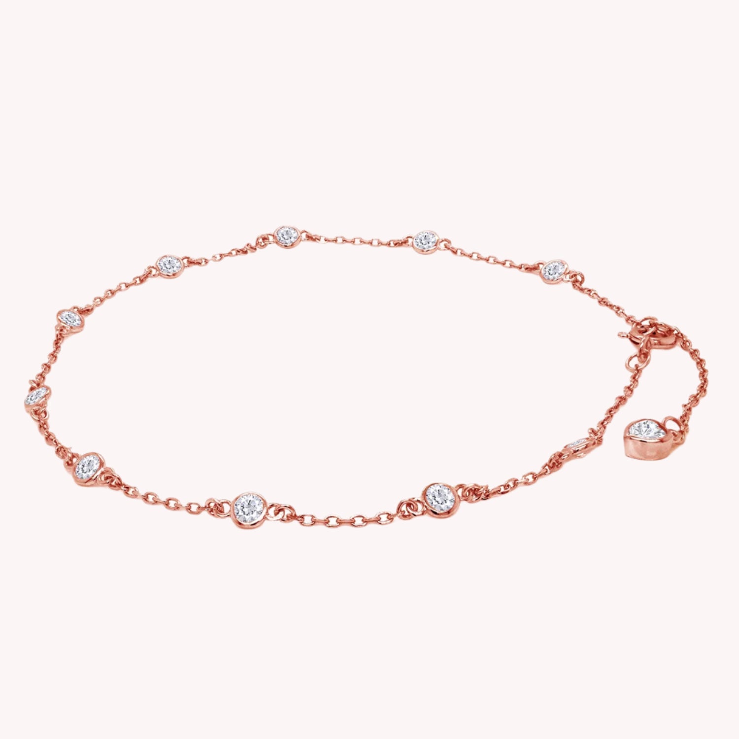 Station Anklet Lab Created Moissanite