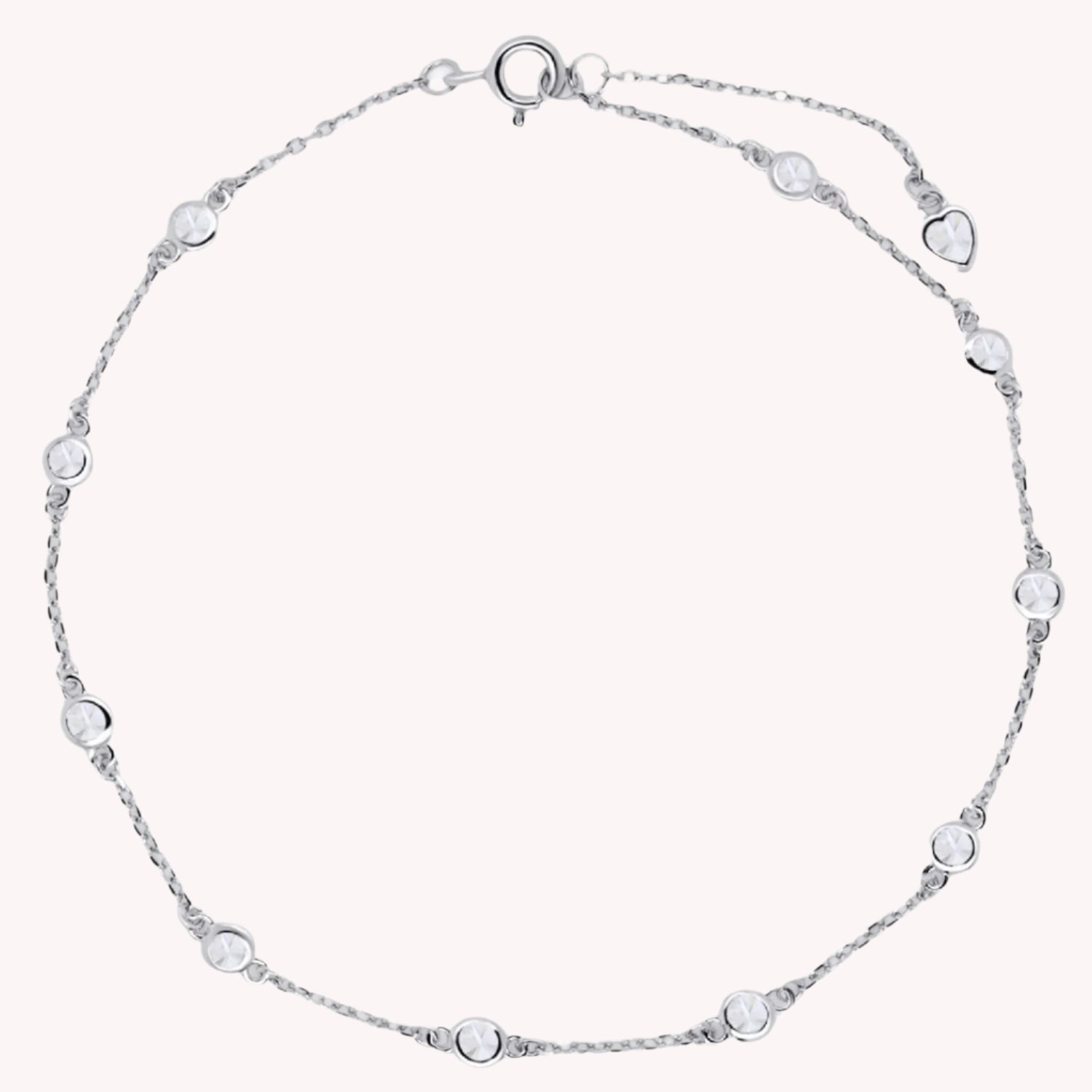 Station Anklet Lab Created Moissanite