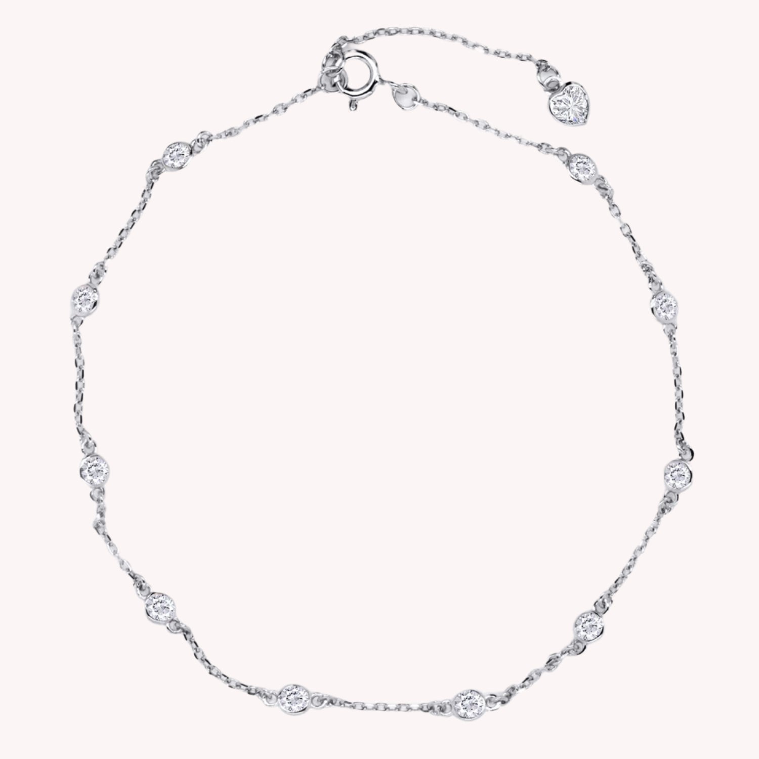 Station Anklet Lab Created Moissanite