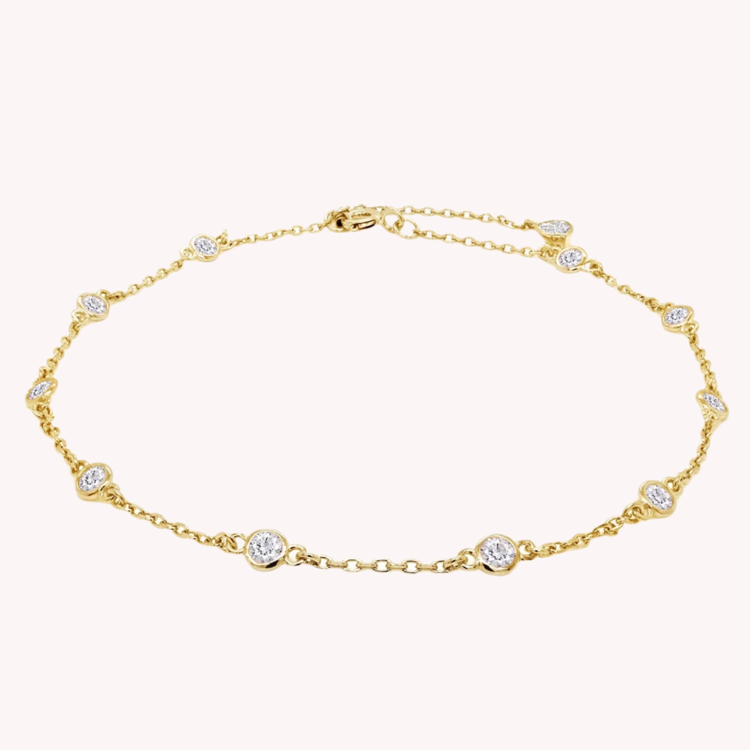 Station Anklet Lab Created Moissanite