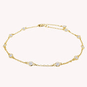 Station Anklet Lab Created Moissanite