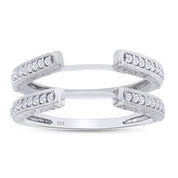 Round Lab Created Moissanite Diamond Cathedral Enhancer Guard Ring In 14K Gold Over Sterling Silver Jewelry For Women (G-H Color, 0.20 Cttw), Valentine's Day Gift For Her