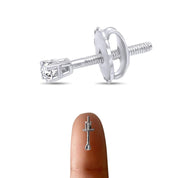 Natural Diamond Mini Stud Screw Back Earring in 14k Solid Gold | Cartilage Diamond Stud Earrings | Single or Pair | Very Small 1.7MM