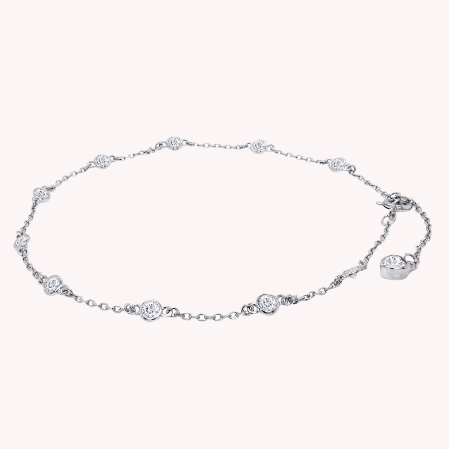 Station Anklet Lab Created Moissanite