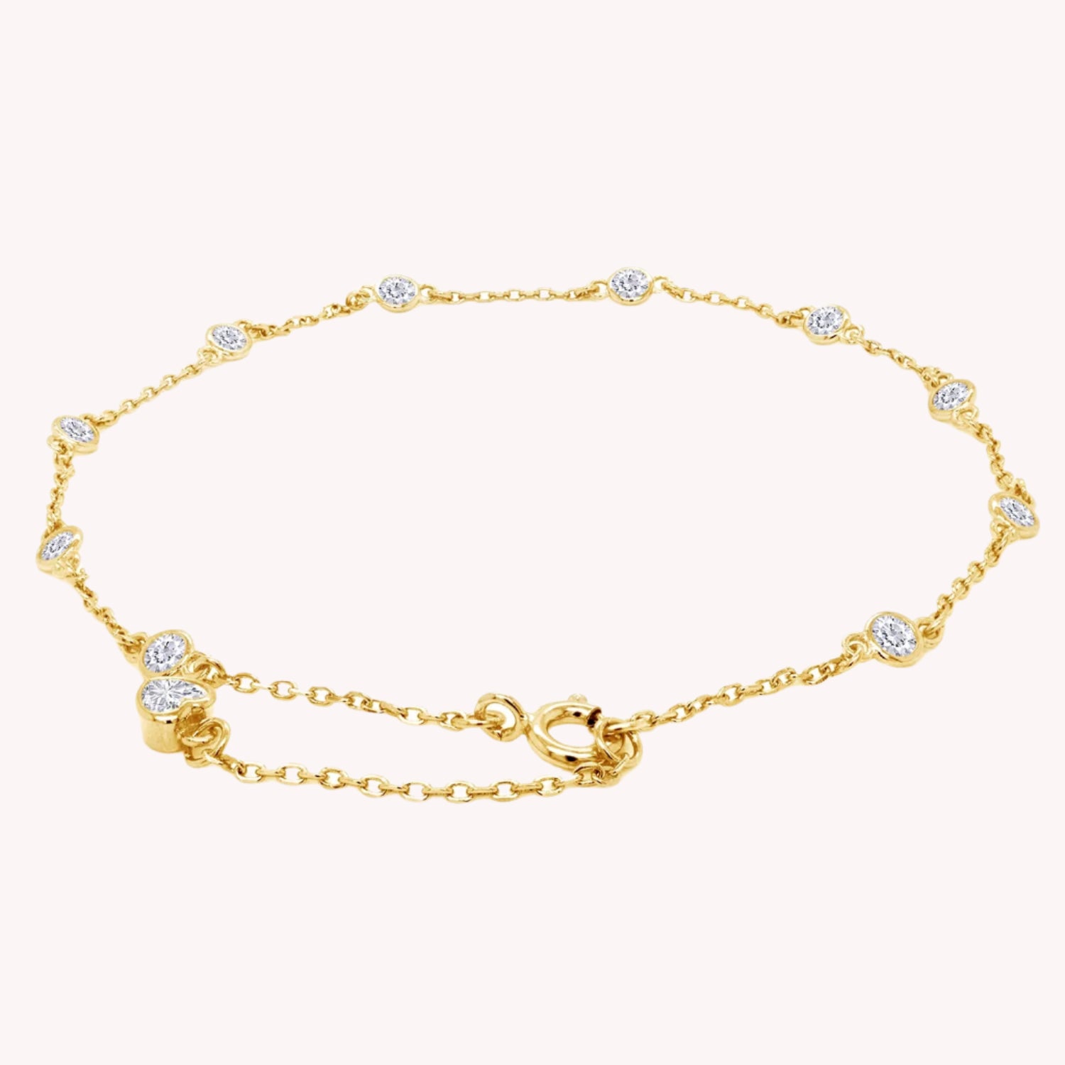 Station Anklet Lab Created Moissanite