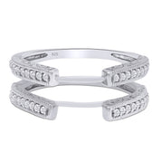 Round Lab Created Moissanite Diamond Cathedral Enhancer Guard Ring In 14K Gold Over Sterling Silver Jewelry For Women (G-H Color, 0.20 Cttw), Valentine's Day Gift For Her