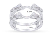 3/4 Carat Tapered & Round White Cubic Zirconia Enhancer Guard Ring In 14k Gold Over Sterling Silver (0.75 Cttw) Gift For Her