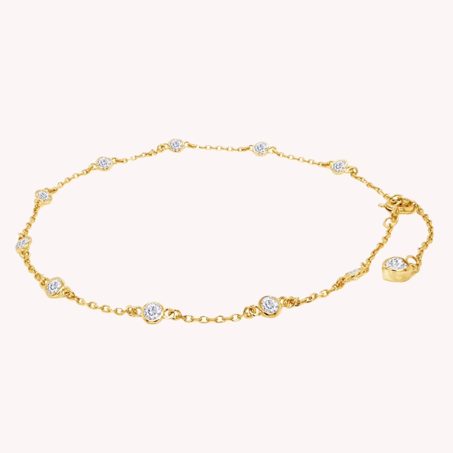 Station Anklet Lab Created Moissanite