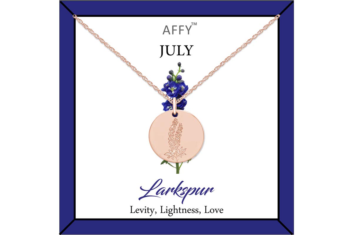 Flower Disc Charm Pendant Necklace 18K Gold Plated