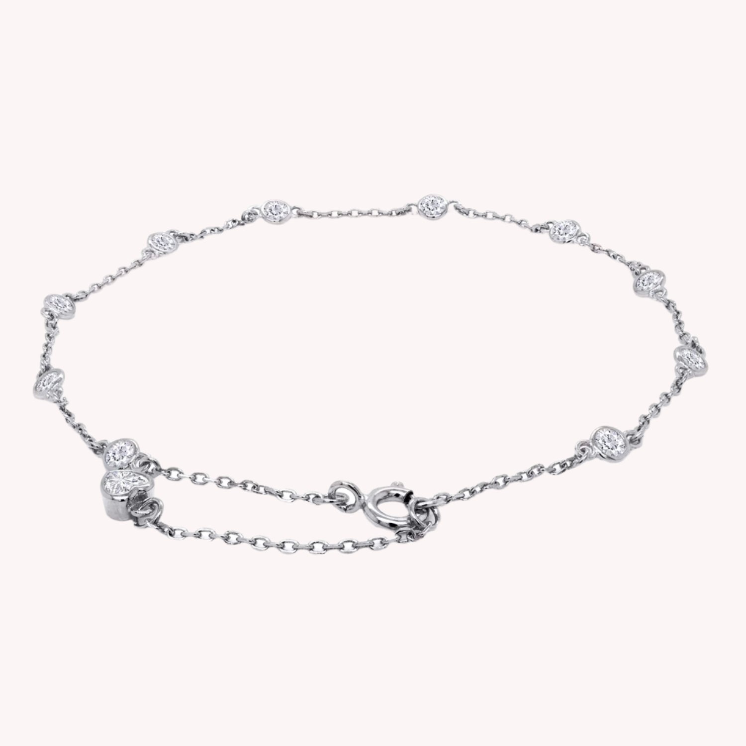 Station Anklet Lab Created Moissanite