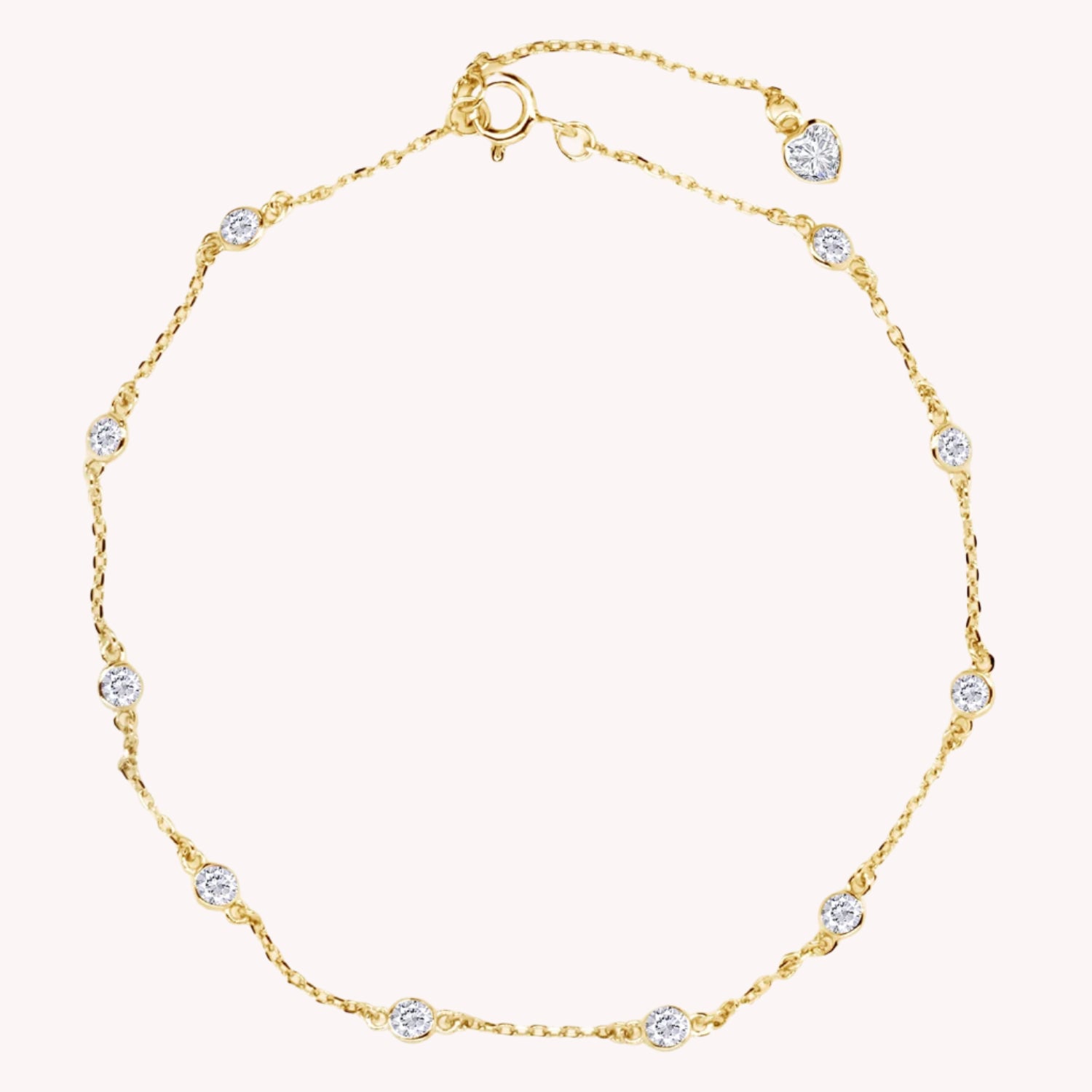 Station Anklet Lab Created Moissanite