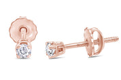 Round Natural Diamond Stud (IGI Certified 0.70 ct & up) Popular Plus Quality Screw Back Earrings in 14k Solid Gold, 0.04 Ctw & Up For Her