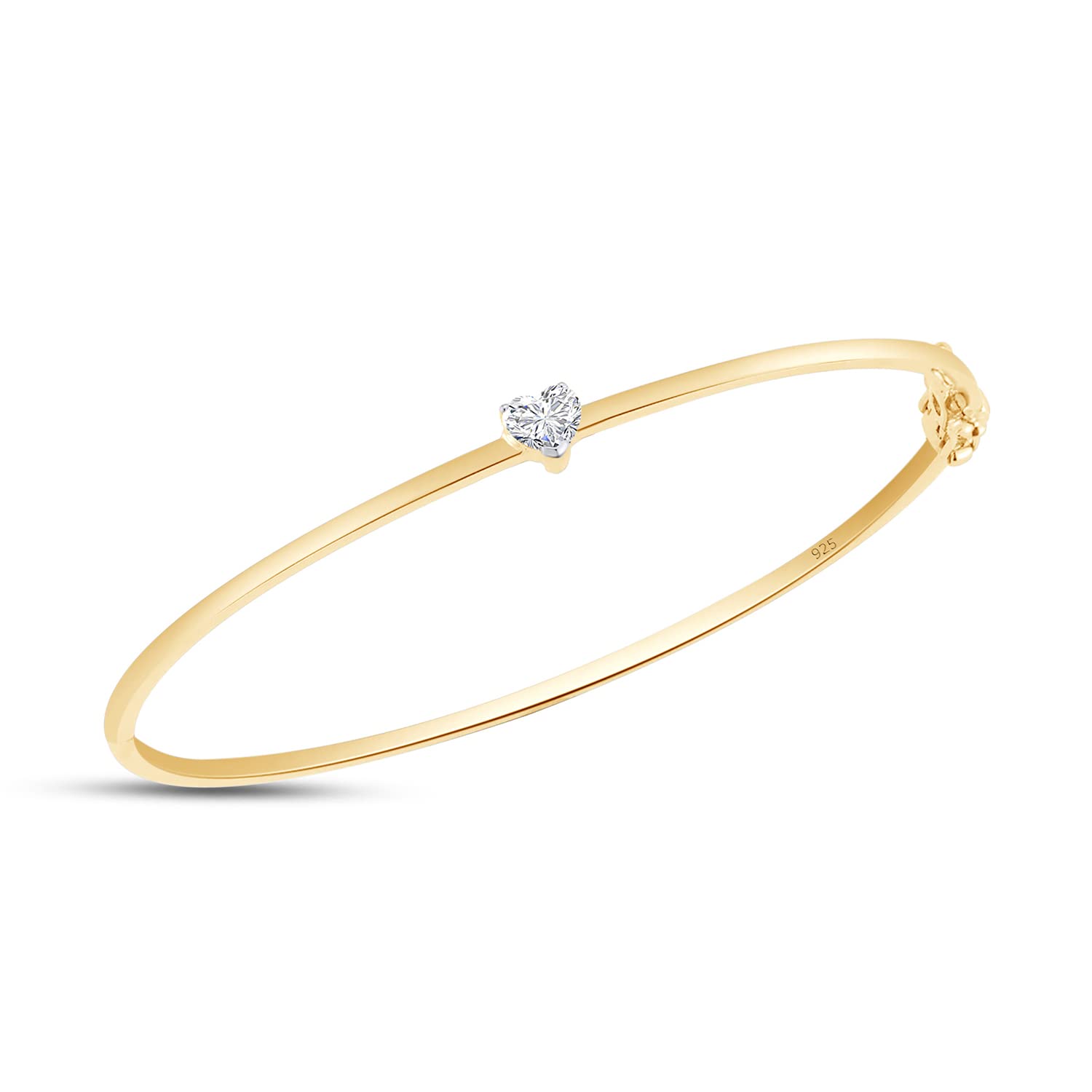 Heart Shape Lab Created Moissanite Solitaire Bangle Bracelet