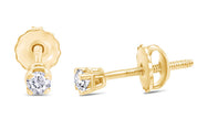Round Natural Diamond Stud (IGI Certified 0.70 ct & up) Popular Plus Quality Screw Back Earrings in 14k Solid Gold, 0.04 Ctw & Up For Her