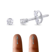 Natural Diamond Mini Stud Screw Back Earring in 14k Solid Gold | Cartilage Diamond Stud Earrings | Single or Pair | Very Small 1.7MM