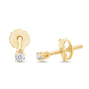 Natural Diamond Mini Stud Screw Back Earring in 14k Solid Gold | Cartilage Diamond Stud Earrings | Single or Pair | Very Small 1.7MM