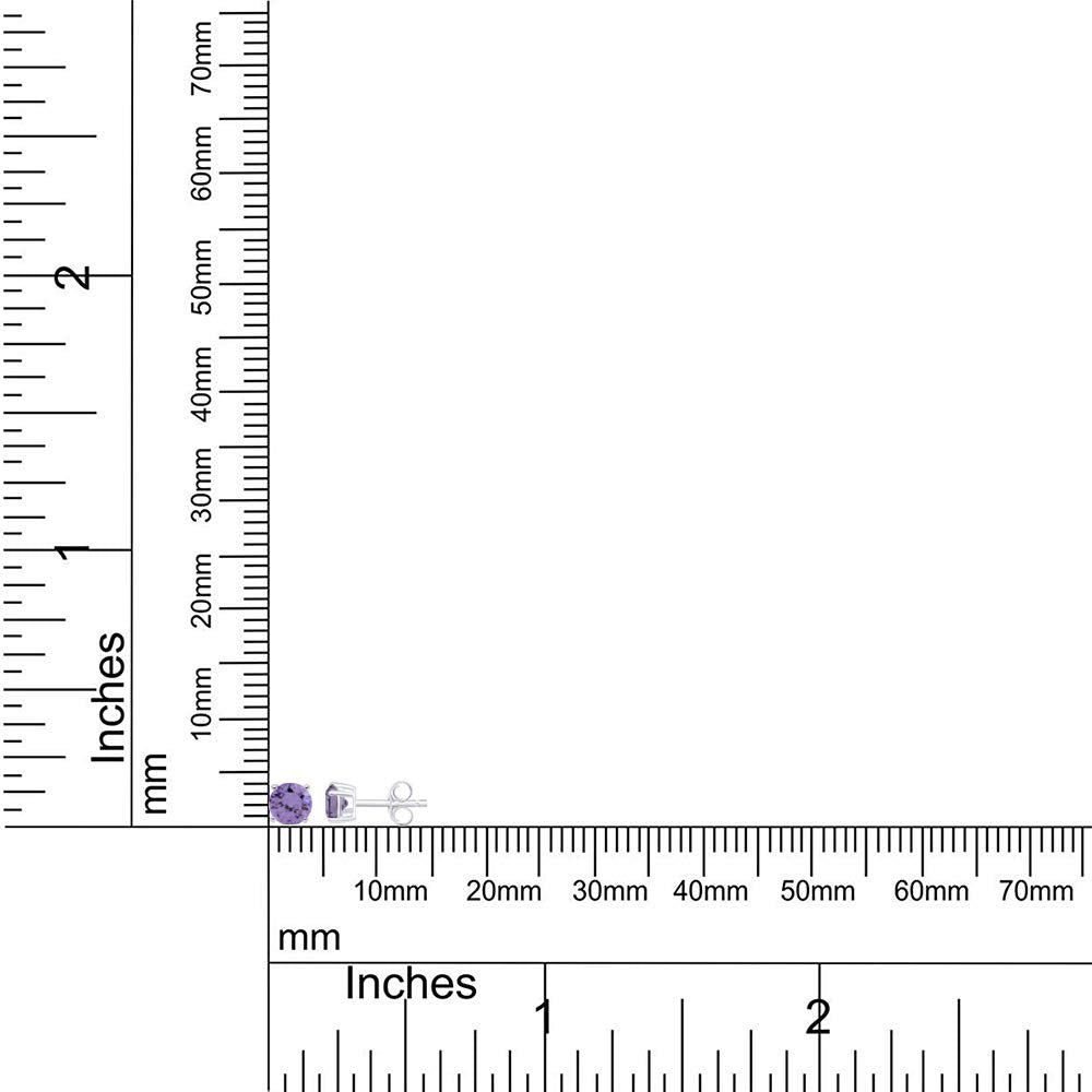 Solitaire Stud Earrings Simulated Birthstone 925 Sterling Silver