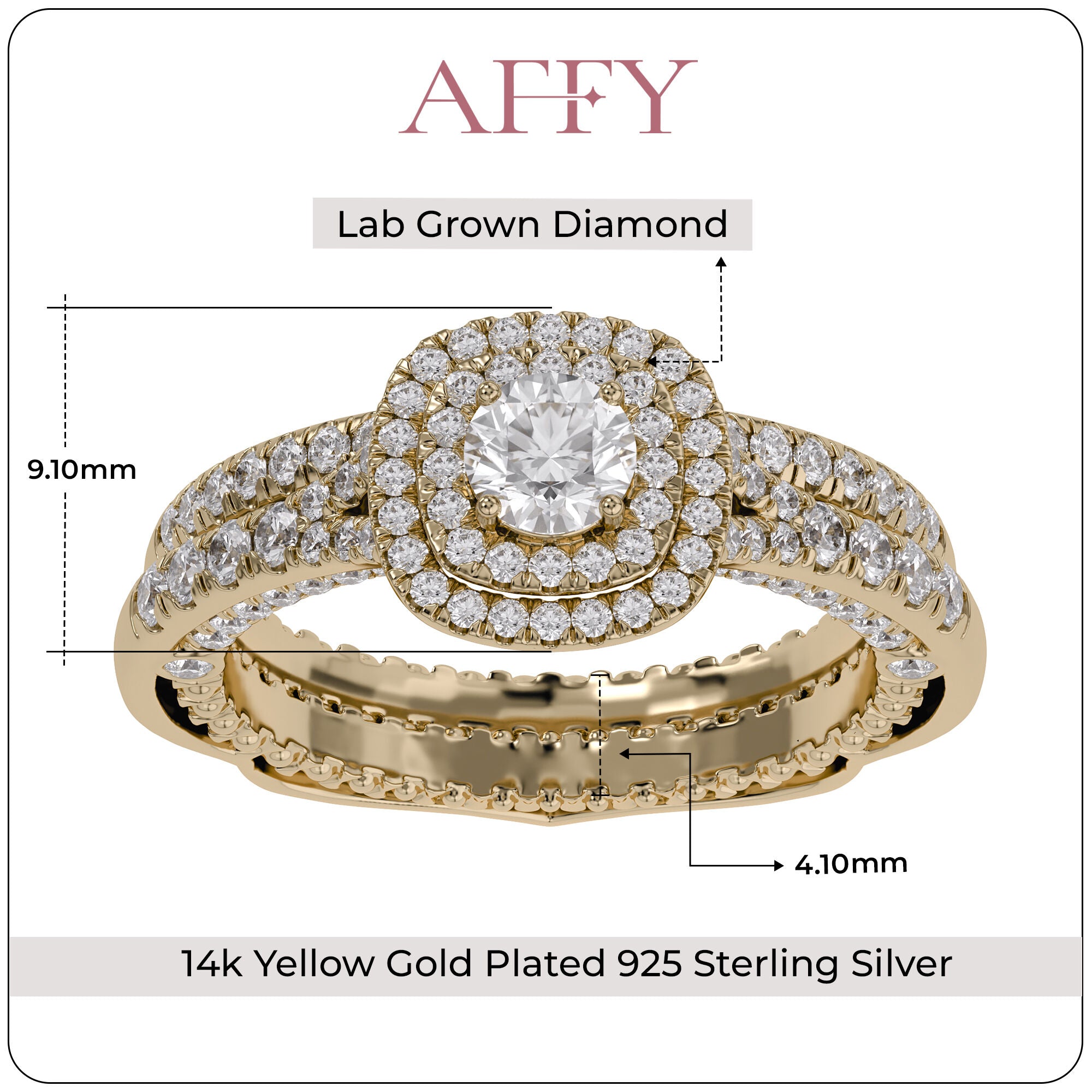 Double Halo Bridal Set Lab Grown Diamond Ring