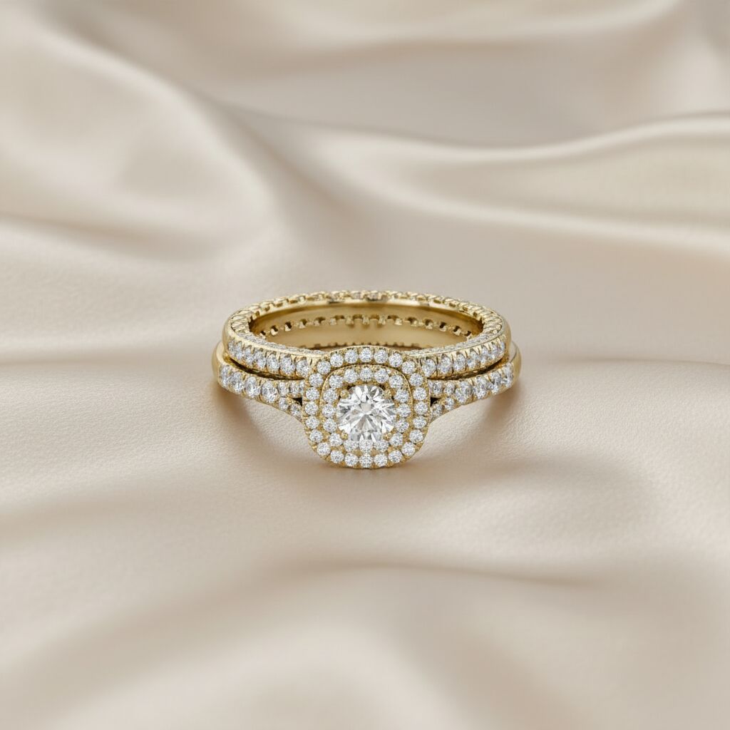 Double Halo Bridal Set Lab Grown Diamond Ring
