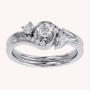 3 Stone Bypass Bridal Set Lab Grown Diamond Ring