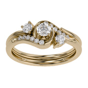 3 Stone Bypass Bridal Set Lab Grown Diamond Ring
