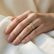 3 Stone Bypass Bridal Set Lab Grown Diamond Ring
