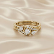 3 Stone Bypass Bridal Set Lab Grown Diamond Ring