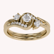 3 Stone Bypass Bridal Set Lab Grown Diamond Ring