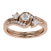 3 Stone Bypass Bridal Set Lab Grown Diamond Ring