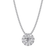 Halo Solitaire Lab Grown Diamond Pendant Necklace