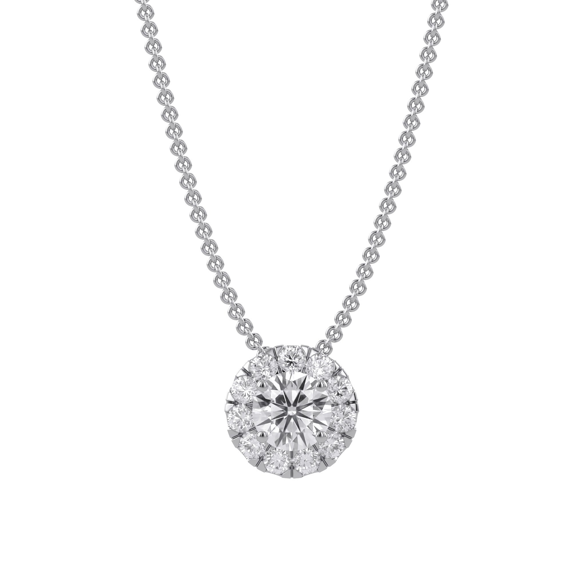 Halo Solitaire Lab Grown Diamond Pendant Necklace