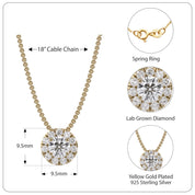 Halo Solitaire Lab Grown Diamond Pendant Necklace