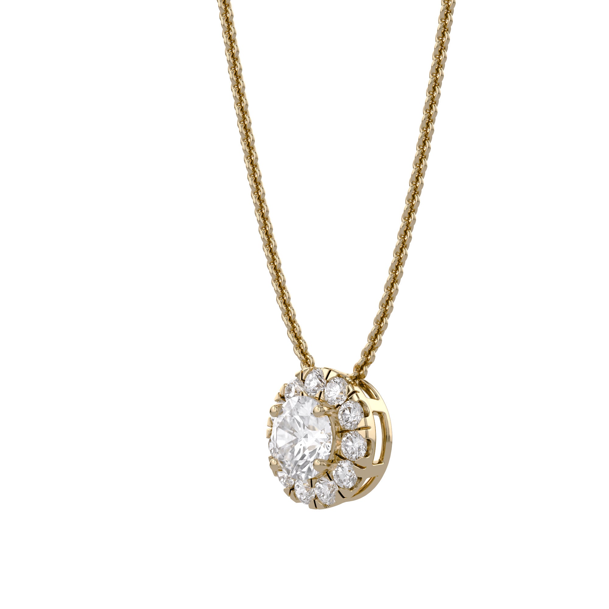 Halo Solitaire Lab Grown Diamond Pendant Necklace