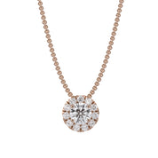 Halo Solitaire Lab Grown Diamond Pendant Necklace