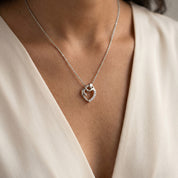 Mom And Child Heart Natural Diamond Pendant Necklace