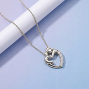Mom And Child Heart Natural Diamond Pendant Necklace