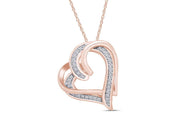 Double Heart Natural Diamond Pendant Necklace