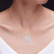 Double Heart Natural Diamond Pendant Necklace