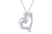 Double Heart Natural Diamond Pendant Necklace