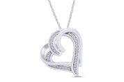 Double Heart Natural Diamond Pendant Necklace