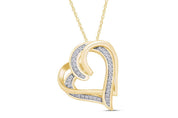 Double Heart Natural Diamond Pendant Necklace