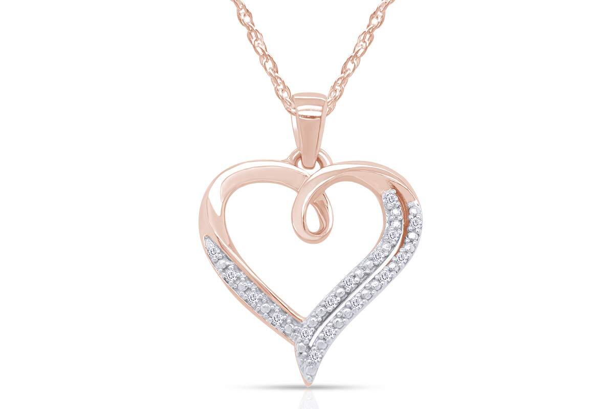 Swirl Open Heart Natural Diamond Pendant Necklace