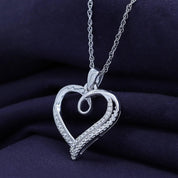 Swirl Open Heart Natural Diamond Pendant Necklace