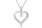 Swirl Open Heart Natural Diamond Pendant Necklace
