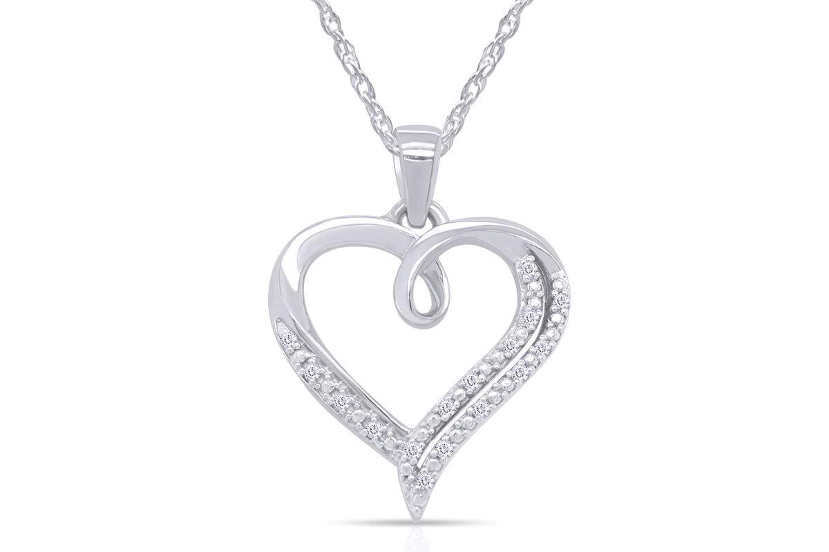 Swirl Open Heart Natural Diamond Pendant Necklace