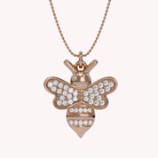 Bee Bumblebee White Cubic Zirconia Pendant Necklace