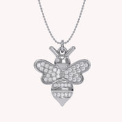 Bee Bumblebee White Cubic Zirconia Pendant Necklace